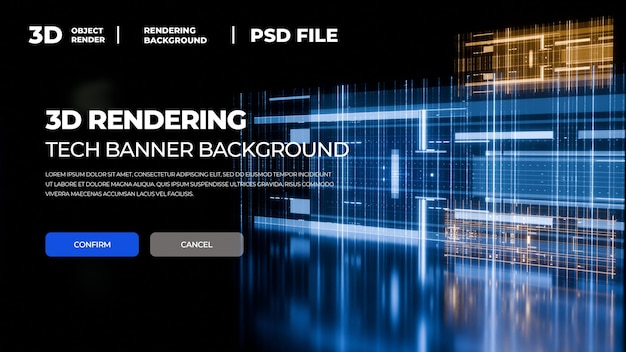 a blue 3D tech rendering banner