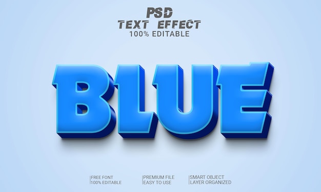 Blue 3D Text Effect PSD File