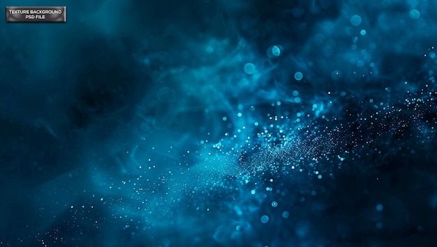 PSD blue abstract background with bokeh lights and sparkles