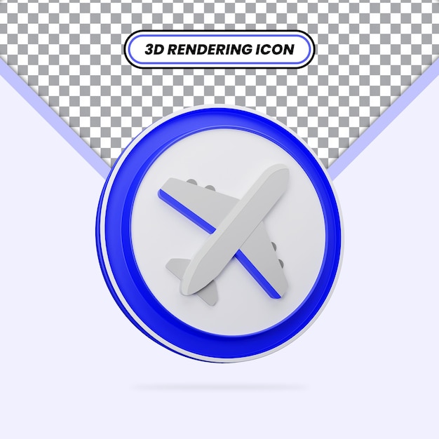 Blue Airplane in 3D Rendering Isolated Icon