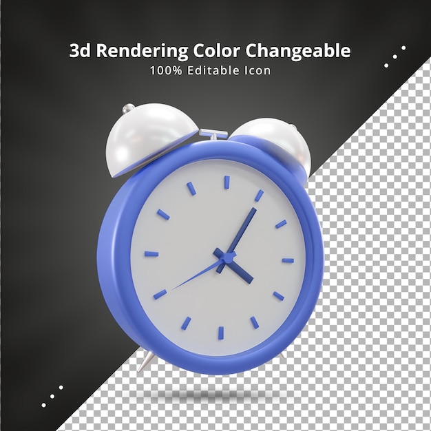 blue alarm clock 3d rendering icon