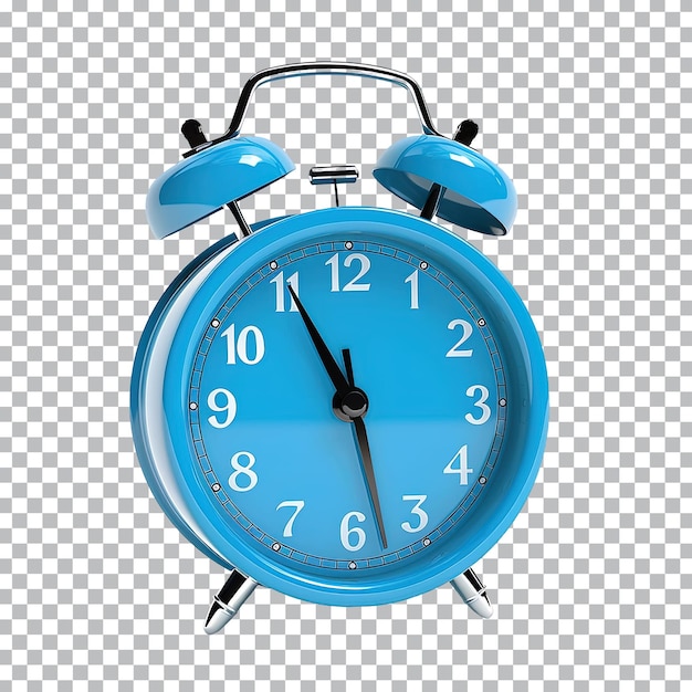 Blue alarm clock on a transparent background