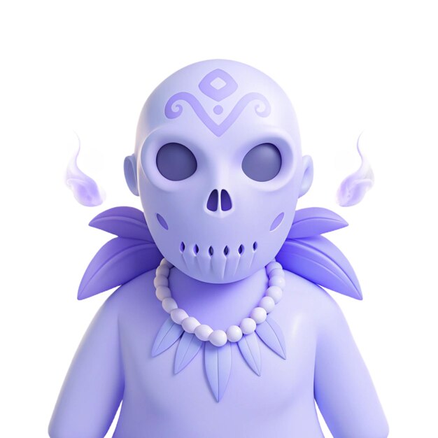 PSD a blue alien figure with a purple wings and a purple dress