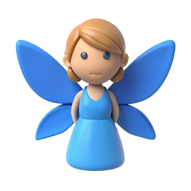 a blue angel figurine with blue wings and a blue dress