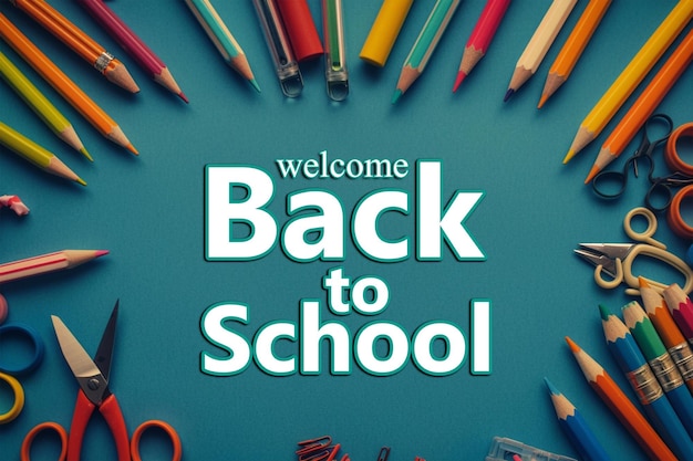 PSD a blue background with a blue background that says welcome to school