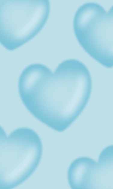 PSD blue background with blurred hearts