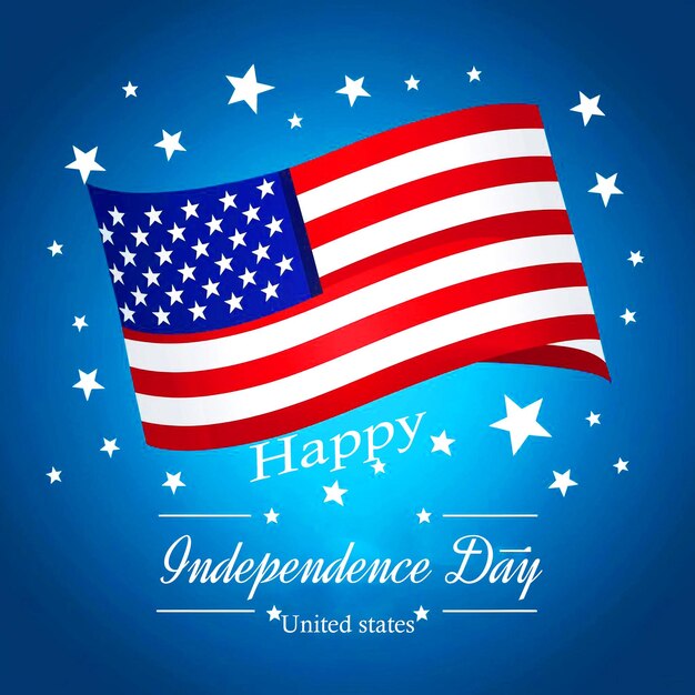 a blue background with a flag and the words quot independence day quot on it