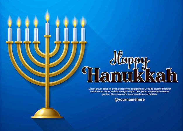 PSD a blue background with a menorah and a gold menorah on it