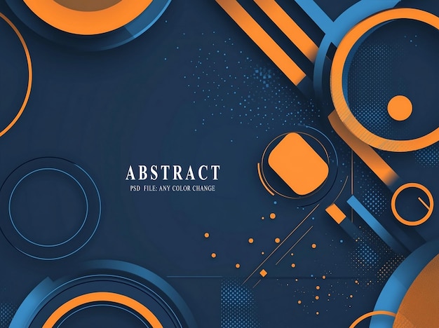 PSD blue background with orange and blue circles simple shapes and lines technology style