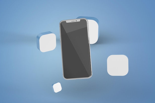 PSD a blue background with a white phone and a blue background with a white square in the middle