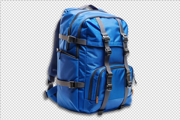 a blue backpack with a black strap that says quot the word quot on it