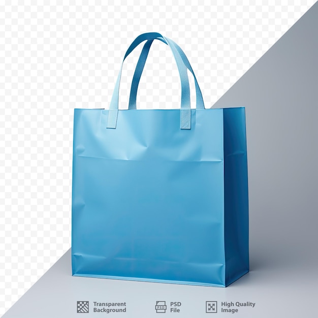 a blue bag with a handle that says quot bag quot