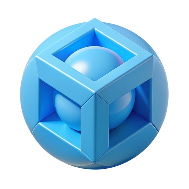 a blue ball with a white ball and a blue box with a white ball on it