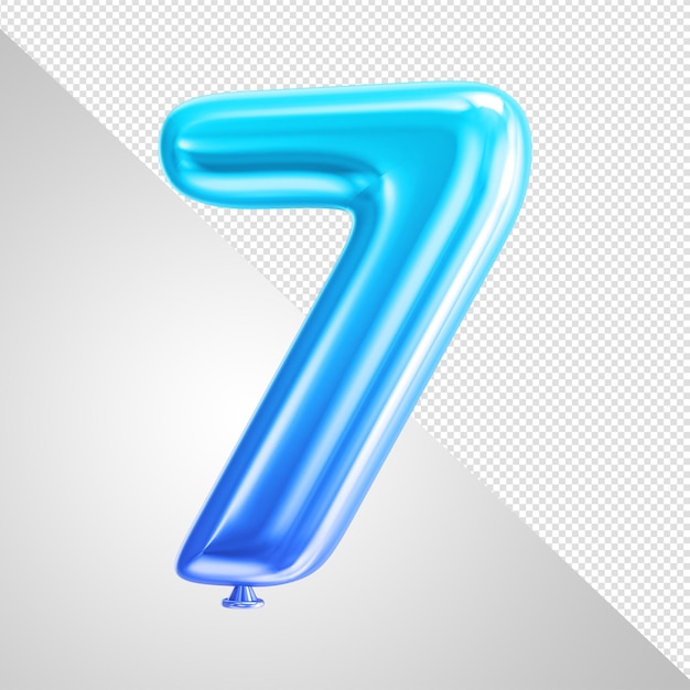 A blue balloon with the number 7 in the middle.