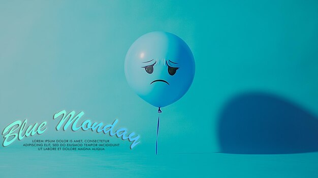 PSD blue balloons with a blue monday theme