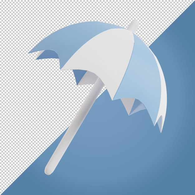 blue beach umbrella 3d render illustration