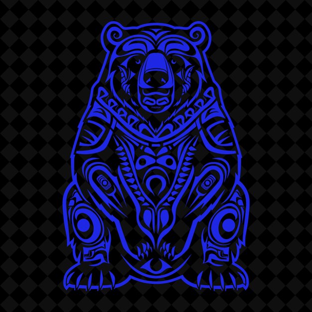 PSD a blue bear with a pattern of lines on it