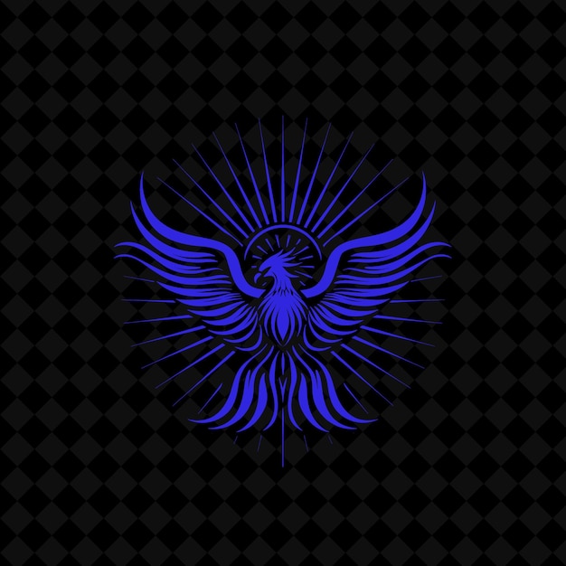 a blue bird with a blue symbol on the black background