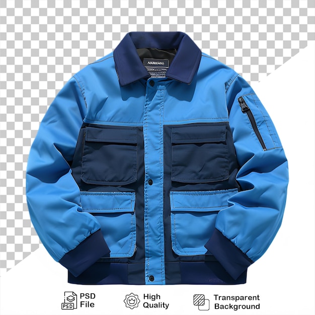 a blue and black jacket on the front on transparent background