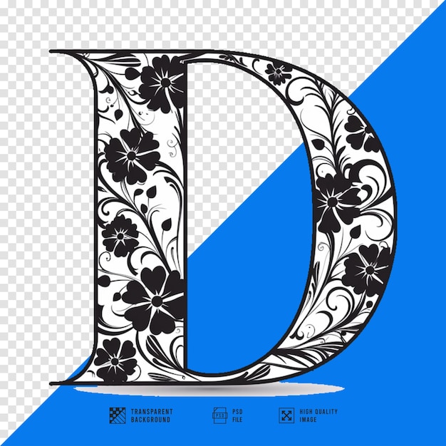 PSD a blue and black logo with flowers and a black and white flower