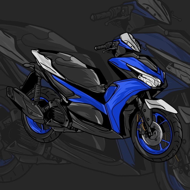 PSD a blue and black motorcycle with a blue and black design