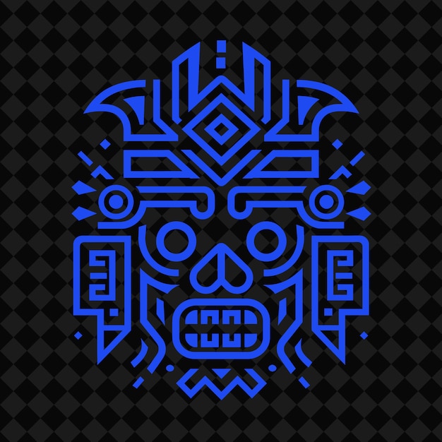 PSD a blue and black skull with a pattern of a cross on it