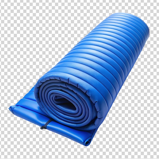 PSD a blue and black sleeping bag with a blue tarp on top of it on transparent background