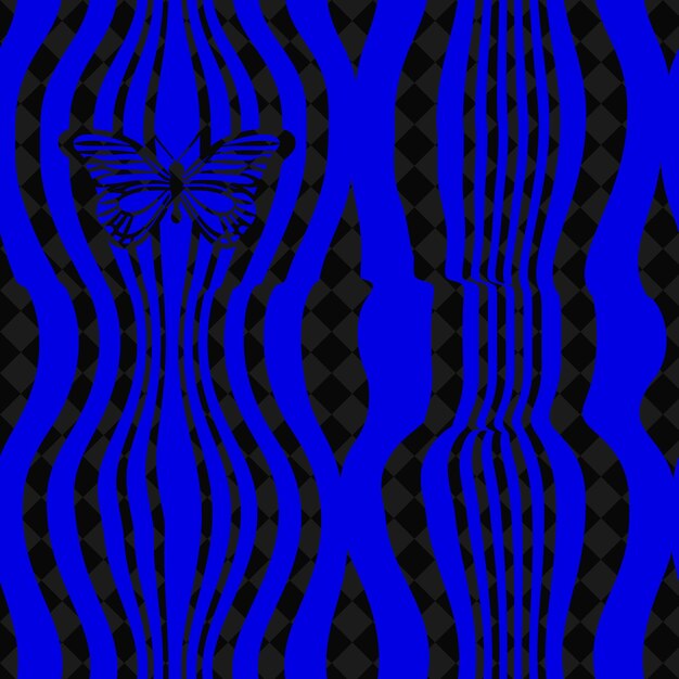 PSD a blue and black striped pattern with a butterfly on the left