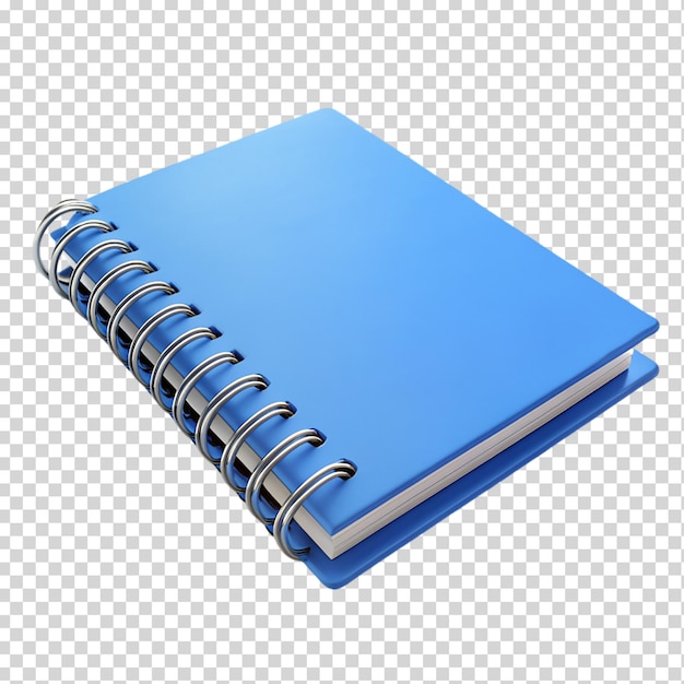 Blue blank open notebook side view 3d on transparent background