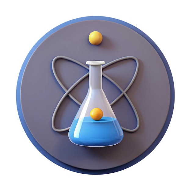 a blue and blue atom with a blue beaker on it