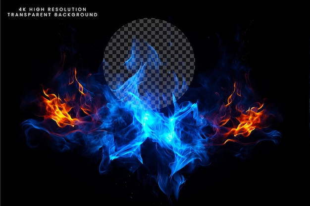 Blue Bonfire effect and fire flame with fire spark transparent background