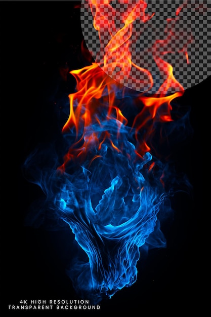 Blue Bonfire effect and fire flame with fire spark transparent background