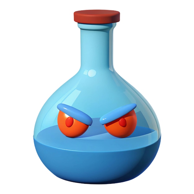 PSD a blue bottle with eyes on it and a blue bottle with eyes on it