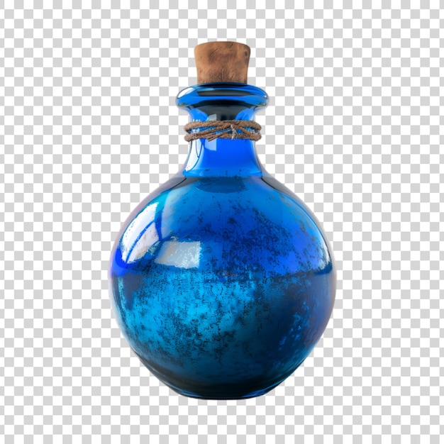 PSD blue bottle with potion on white background