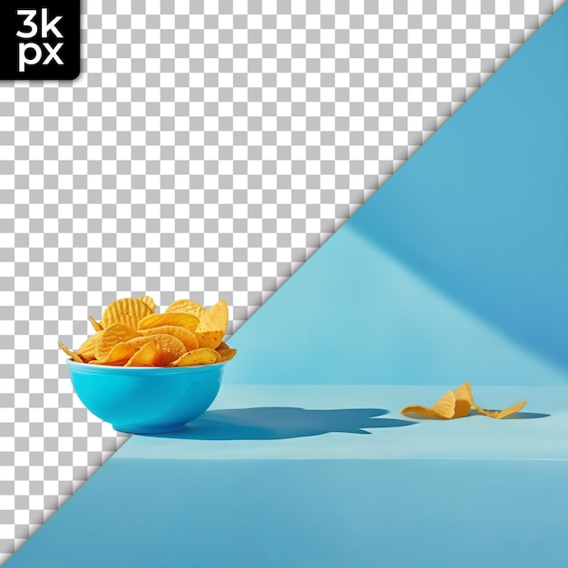 PSD a blue bowl of goldfish sits in front of a black and white background