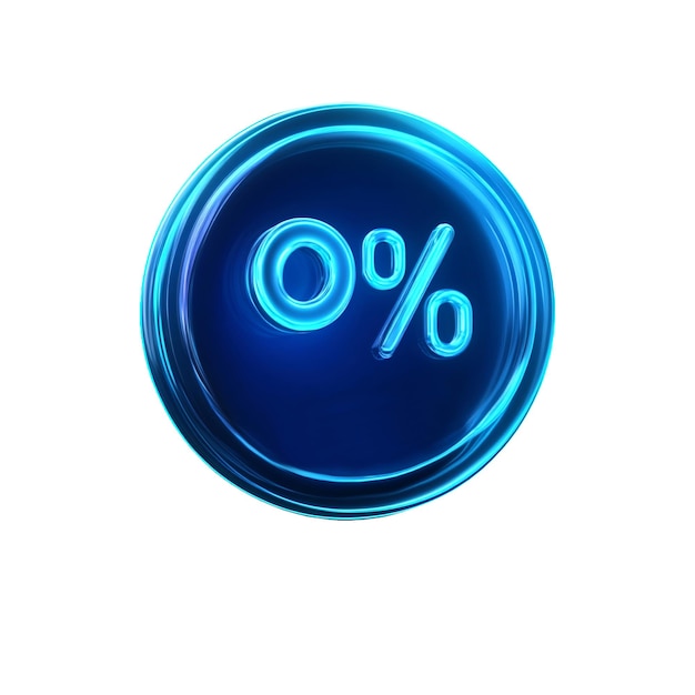 A blue bubble with a blue zero percent on it