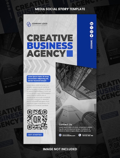 PSD blue business agency media social story post template