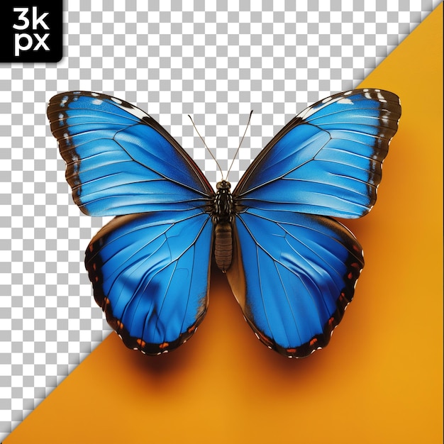 PSD a blue butterfly with a black background and the letters lm2