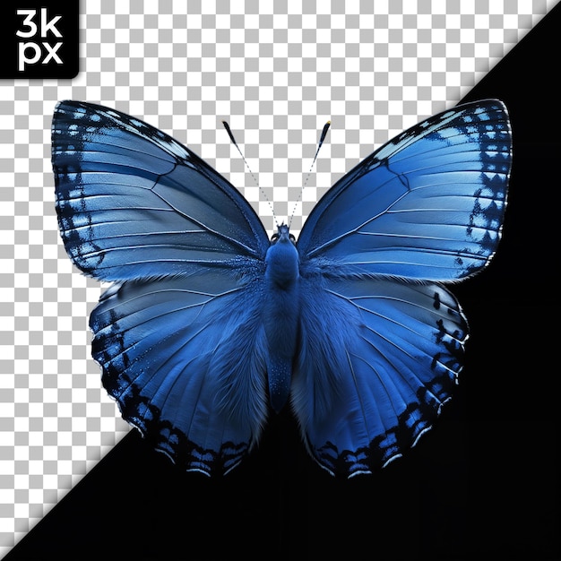 a blue butterfly with a black background with a black background