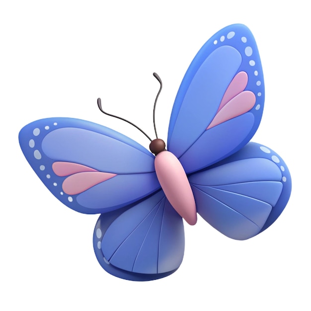 PSD a blue butterfly with pink wings on the front of it