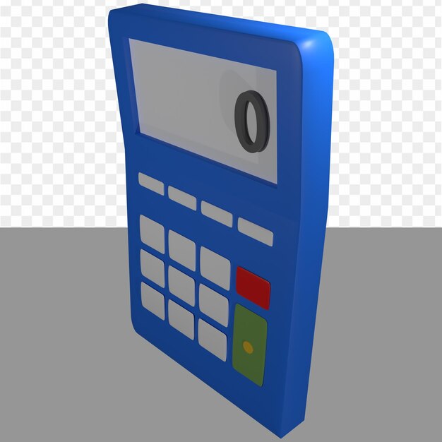 A blue calculator with a white zero on the screen