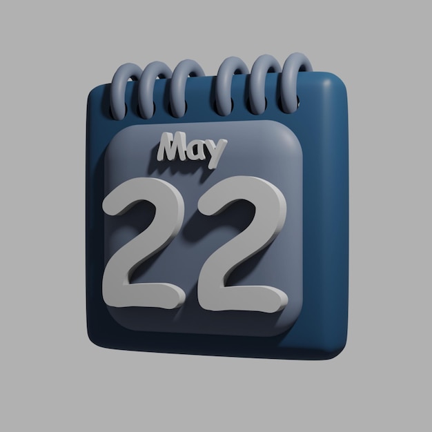 A blue calendar with the date 22 on it