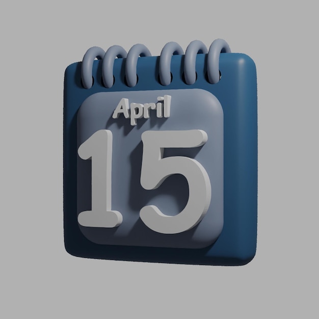 A blue calendar with the date april 15 on it