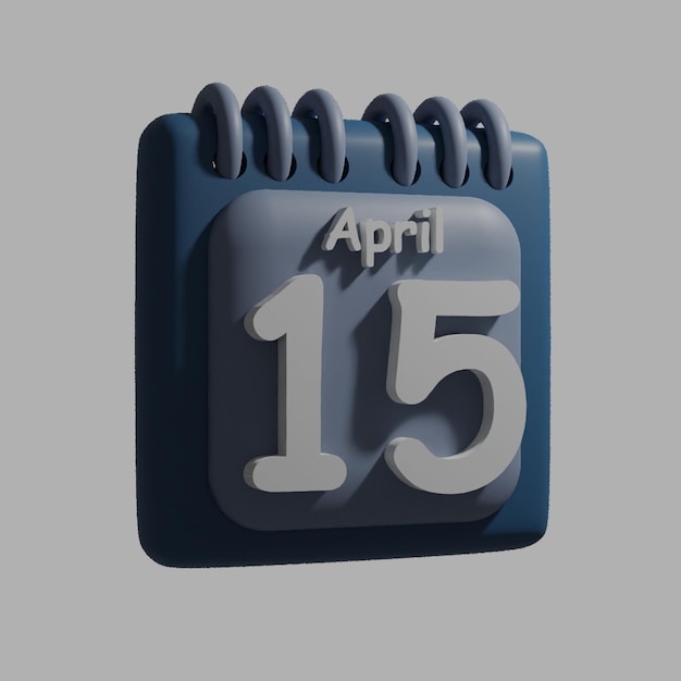 A blue calendar with the date april 15 on it