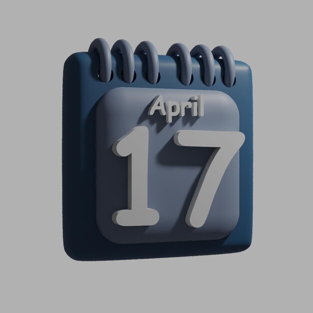 A blue calendar with the date april 17 on it