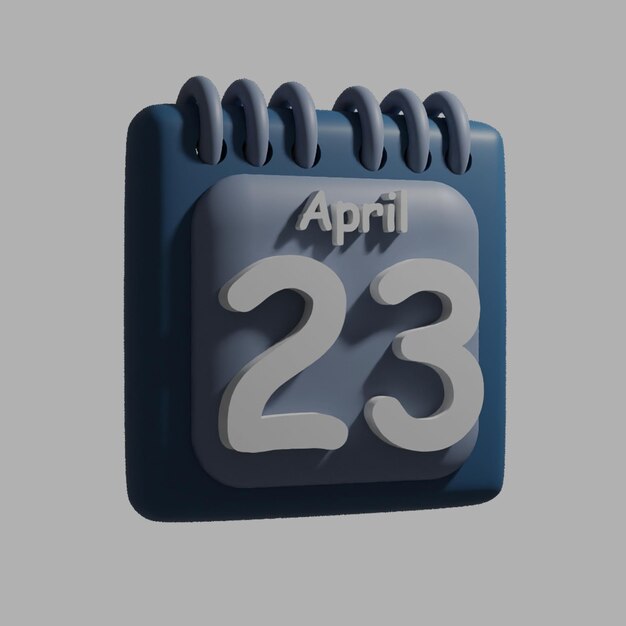 A blue calendar with the date april 23 on it