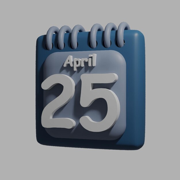 A blue calendar with the date april 25 on it