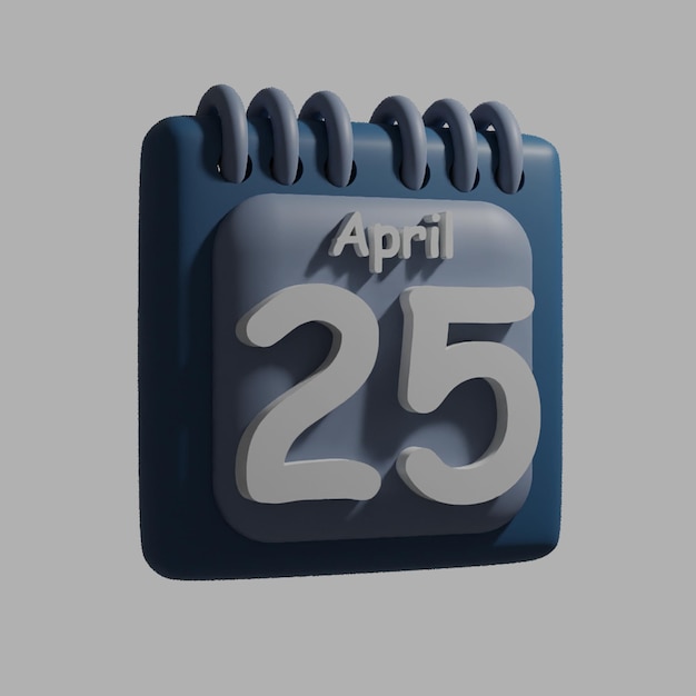 A blue calendar with the date april 25 on it