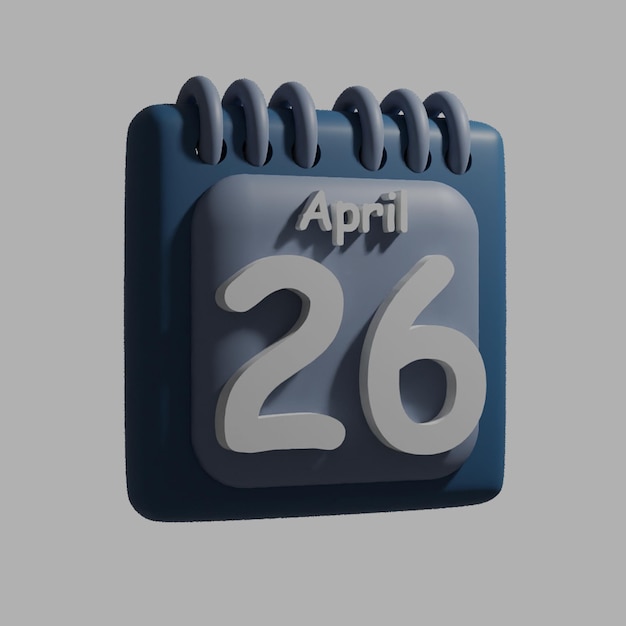 A blue calendar with the date april 26 on it