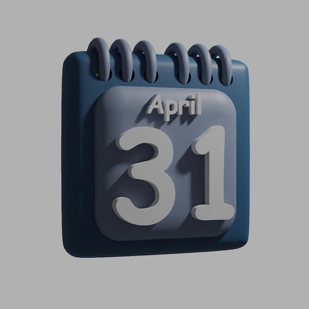 A blue calendar with the date april 31 on it